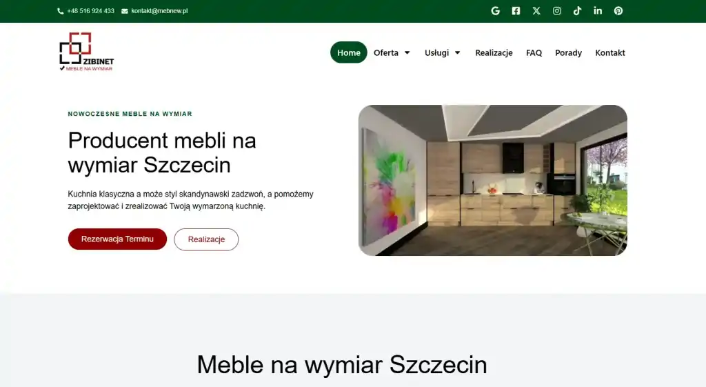 NAP Wizytówka Firmy | Zibinet Meble Na Wymiar Szczecin